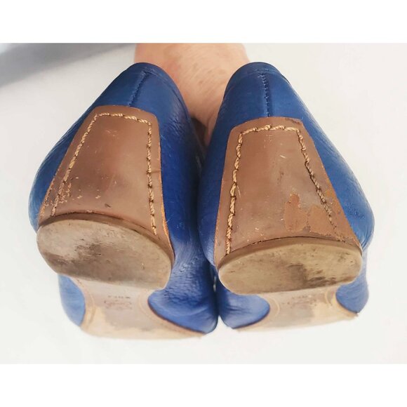 Tory Burch Women's Clines Blue Gold Logo Flats Ballet Flat Shoes 8M - Picture 7 of 11